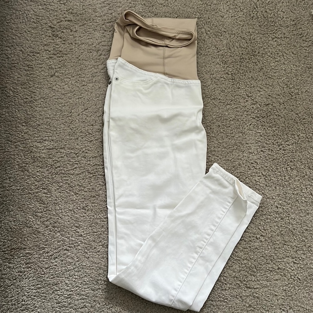 Isabel Maternity Crossover Panel White Jeans